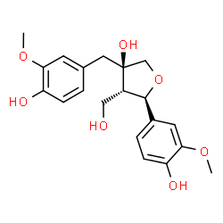 ChemSpider 2D Image | (3R,4S,5R)-3-(4-Hydroxy-3-methoxybenzyl)-5-(4-hydroxy-3-methoxyphenyl)-4-(hydroxymethyl)tetrahydro-3-furanol | C20H24O7