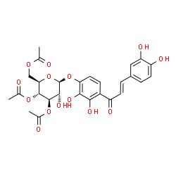 ChemSpider 2D Image | 4-[(2E)-3-(3,4-Dihydroxyphenyl)-2-propenoyl]-2,3-dihydroxyphenyl 3,4,6-tri-O-acetyl-beta-D-glucopyranoside | C27H28O14