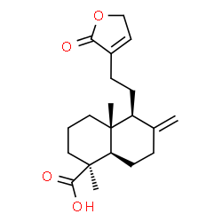 ChemSpider 2D Image | (1S,4aR,5S,8aR)-1,4a-Dimethyl-6-methylene-5-[2-(2-oxo-2,5-dihydro-3-furanyl)ethyl]decahydro-1-naphthalenecarboxylic acid | C20H28O4