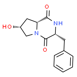 ChemSpider 2D Image | (3R,7R,8aR)-3-Benzyl-7-hydroxyhexahydropyrrolo[1,2-a]pyrazine-1,4-dione | C14H16N2O3