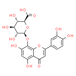 ChemSpider 2D Image | 2-(3,4-Dihydroxyphenyl)-5,7-dihydroxy-4-oxo-4H-chromen-8-yl beta-D-glucopyranosiduronic acid | C21H18O13