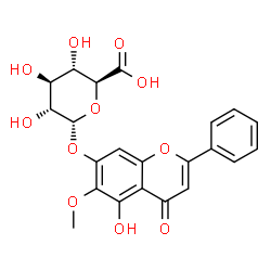 ChemSpider 2D Image | 5-Hydroxy-6-methoxy-4-oxo-2-phenyl-4H-chromen-7-yl alpha-D-glucopyranosiduronic acid | C22H20O11