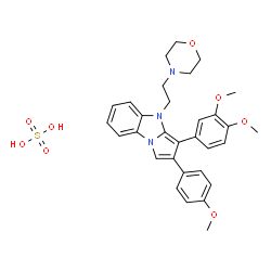 ChemSpider 2D Image | 3-(3,4-Dimethoxyphenyl)-2-(4-methoxyphenyl)-4-[2-(4-morpholinyl)ethyl]-4H-pyrrolo[1,2-a]benzimidazole sulfate (1:1) | C31H35N3O8S