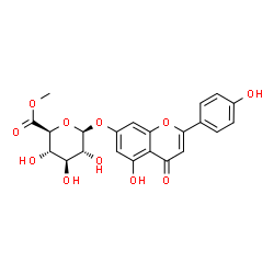 ChemSpider 2D Image | 5-Hydroxy-2-(4-hydroxyphenyl)-4-oxo-4H-chromen-7-yl methyl beta-D-glucopyranosiduronate | C22H20O11