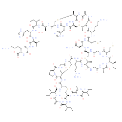 ChemSpider 2D Image | N-{[(1S,7S,8S,11R,14R,17R,20S)-7-{[N~2~-({(3R,9S,12S,15S,21S,22S)-12-[(2S)-2-Butanyl]-21-[(N-{[(6R,9S,10S,15aS)-10-({[(3R,6S,12S,15S)-6,12-di[(2S)-2-butanyl]-15-{[(2E)-2-(L-isoleucylamino)-2-butenoyl]
amino}-9-methylene-5,8,11,14-tetraoxo-1-thia-4,7,10,13-tetraazacyclohexadecan-3-yl]carbonyl}amino)-9-methyl-1,4,11-trioxododecahydro-1H,9H-pyrrolo[2,1-i][1,4,7,10]thiatriazacyclotridecin-6-yl]carbonyl
}-5-hydrazino-L-norvalyl)amino]-15,22-dimeth | C142H227N43O37S7