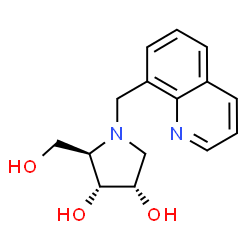 ChemSpider 2D Image | (2R,3R,4S)-2-(Hydroxymethyl)-1-(8-quinolinylmethyl)-3,4-pyrrolidinediol | C15H18N2O3