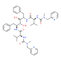 ChemSpider 2D Image | (2S)-N-[(2S,3R,4S)-3,4-Dihydroxy-5-{[(2S)-3-methyl-2-{[methyl(2-pyridinylmethyl)carbamoyl]amino}butanoyl]amino}-1,6-diphenyl-2-hexanyl]-3-methyl-2-{[methyl(2-pyridinylmethyl)carbamoyl]amino}butanamide | C44H58N8O6
