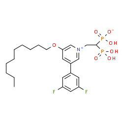 ChemSpider 2D Image | Hydrogen {2-[3-(decyloxy)-5-(3,5-difluorophenyl)-1-pyridiniumyl]-1-phosphonoethyl}phosphonate | C23H33F2NO7P2