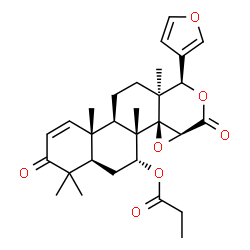 ChemSpider 2D Image | (4aR,6R,6aS,6bR,7aS,10R,10aS,12aR,12bR)-10-(3-Furyl)-4,4,6a,10a,12b-pentamethyl-3,8-dioxo-3,4,4a,5,6,6a,7a,8,10,10a,11,12,12a,12b-tetradecahydronaphtho[2,1-f]oxireno[d]isochromen-6-yl propionate | C29H36O7