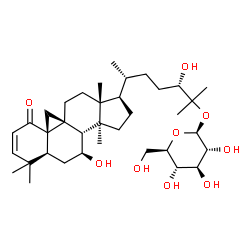 ChemSpider 2D Image | (7beta,9beta,24S)-7,24-Dihydroxy-1-oxo-9,19-cyclolanost-2-en-25-yl beta-D-glucopyranoside | C36H58O9
