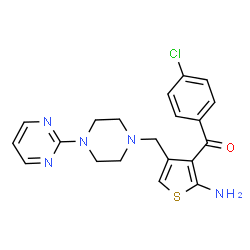 ChemSpider 2D Image | (2-Amino-4-{[4-(2-pyrimidinyl)-1-piperazinyl]methyl}-3-thienyl)(4-chlorophenyl)methanone | C20H20ClN5OS
