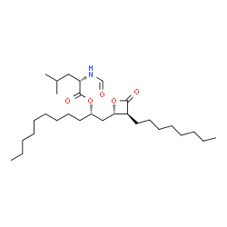 ChemSpider 2D Image | (2S)-1-[(2S,3S)-3-Octyl-4-oxo-2-oxetanyl]-2-undecanyl N-formyl-L-leucinate | C29H53NO5