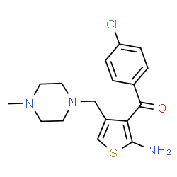 ChemSpider 2D Image | {2-Amino-4-[(4-methyl-1-piperazinyl)methyl]-3-thienyl}(4-chlorophenyl)methanone | C17H20ClN3OS