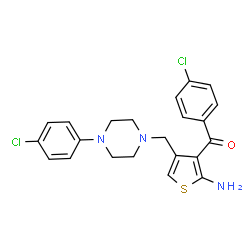 ChemSpider 2D Image | (2-Amino-4-{[4-(4-chlorophenyl)-1-piperazinyl]methyl}-3-thienyl)(4-chlorophenyl)methanone | C22H21Cl2N3OS