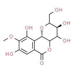 ChemSpider 2D Image | (3S,10bS)-3,4,8,10-Tetrahydroxy-2-(hydroxymethyl)-9-methoxy-3,4,4a,10b-tetrahydropyrano[3,2-c]isochromen-6(2H)-one | C14H16O9