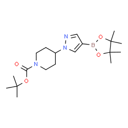 ChemSpider 2D Image | tert-Butyl 4-[4-(4,4,5,5-tetramethyl-1,3,2-dioxaborolan-2-yl)-1H-pyrazol-1-yl]piperidine-1-carboxylate | C19H32BN3O4