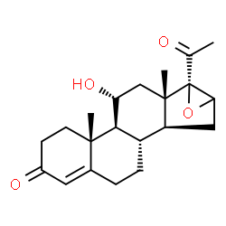 ChemSpider 2D Image | (11alpha,17alpha)-11-Hydroxy-16,17-epoxypregn-4-ene-3,20-dione | C21H28O4