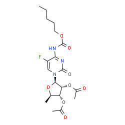 ChemSpider 2D Image | 2',3'-Di-O-acetyl-5'-deoxy-5-fluoro-N-[(pentyloxy)carbonyl]cytidine | C19H26FN3O8