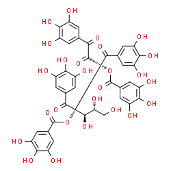 ChemSpider 2D Image | 3-C-(3,4,5-Trihydroxybenzoyl)-3,4-bis-O-(3,4,5-trihydroxybenzoyl)-1,5-bis(3,4,5-trihydroxyphenyl)-4-C-[(1R,2R)-1,2,3-trihydroxypropyl]-D-erythro-pentodialdos-2-ulose | C41H32O26
