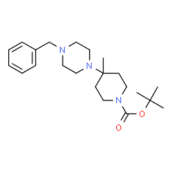 ChemSpider 2D Image | tert-Butyl 4-(4-benzylpiperazin-1-yl)-4-methylpiperidine-1-carboxylate | C22H35N3O2