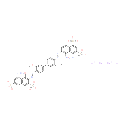 ChemSpider 2D Image | Tetrasodium 4-amino-6-({4'-[(8-amino-1-hydroxy-3,6-disulfonato-2-naphthyl)diazenyl]-3,3'-dimethoxy-4-biphenylyl}diazenyl)-5-hydroxy-1,3-naphthalenedisulfonate | C34H24N6Na4O16S4