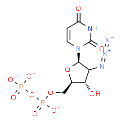 ChemSpider 2D Image | (2xi)-2'-Azido-2'-deoxy-5'-O-[(phosphonatooxy)phosphinato]uridine | C9H10N5O11P2