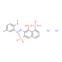 ChemSpider 2D Image | Disodium 8-hydroxy-7-[(2-methoxy-5-methylphenyl)diazenyl]-1,6-naphthalenedisulfonate | C18H14N2Na2O8S2