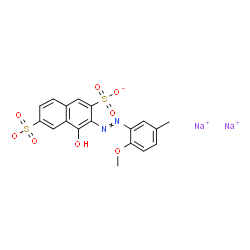 ChemSpider 2D Image | Disodium 4-hydroxy-3-[(2-methoxy-5-methylphenyl)diazenyl]-2,6-naphthalenedisulfonate | C18H14N2Na2O8S2