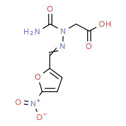 ChemSpider 2D Image | {1-Carbamoyl-2-[(5-nitro-2-furyl)methylene]hydrazino}acetic acid | C8H8N4O6