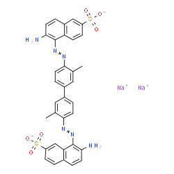 ChemSpider 2D Image | Disodium 6-amino-5-({4'-[(2-amino-7-sulfonato-1-naphthyl)diazenyl]-3,3'-dimethyl-4-biphenylyl}diazenyl)-2-naphthalenesulfonate | C34H26N6Na2O6S2