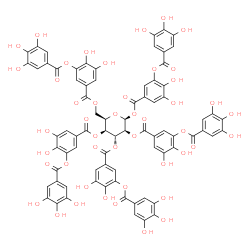 ChemSpider 2D Image | 1,2,3,4,6-Pentakis-O-{3,4-dihydroxy-5-[(3,4,5-trihydroxybenzoyl)oxy]benzoyl}-beta-D-idopyranose | C76H52O46