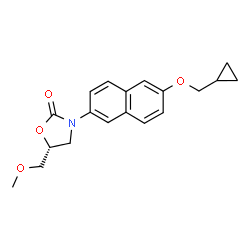 ChemSpider 2D Image | (5R)-3-[6-(Cyclopropylmethoxy)-2-naphthyl]-5-(methoxymethyl)-1,3-oxazolidin-2-one | C19H21NO4