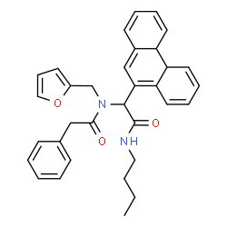 ChemSpider 2D Image | N-[2-(Butylamino)-1-(4a,4b-dihydro-9-phenanthrenyl)-2-oxoethyl]-N-(2-furylmethyl)-2-phenylacetamide | C33H34N2O3