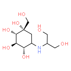 ChemSpider 2D Image | (1S,2S,3R,4S)-5-[(1,3-Dihydroxy-2-propanyl)amino]-1-(hydroxymethyl)-1,2,3,4-cyclohexanetetrol | C10H21NO7