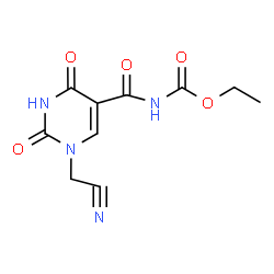 ChemSpider 2D Image | Ethyl {[1-(cyanomethyl)-2,4-dioxo-1,2,3,4-tetrahydro-5-pyrimidinyl]carbonyl}carbamate | C10H10N4O5