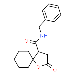 ChemSpider 2D Image | N-Benzyl-2-oxo-1-oxaspiro[4.5]decane-4-carboxamide | C17H21NO3