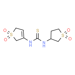ChemSpider 2D Image | 1-(1,1-Dioxido-2,5-dihydro-3-thiophenyl)-3-(1,1-dioxidotetrahydro-3-thiophenyl)thiourea | C9H14N2O4S3