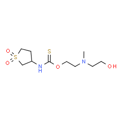 ChemSpider 2D Image | O-{2-[(2-Hydroxyethyl)(methyl)amino]ethyl} (1,1-dioxidotetrahydro-3-thiophenyl)carbamothioate | C10H20N2O4S2