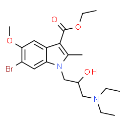 ChemSpider 2D Image | Ethyl 6-bromo-1-[3-(diethylamino)-2-hydroxypropyl]-5-methoxy-2-methyl-1H-indole-3-carboxylate | C20H29BrN2O4