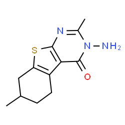 ChemSpider 2D Image | 3-Amino-2,7-dimethyl-5,6,7,8-tetrahydro[1]benzothieno[2,3-d]pyrimidin-4(3H)-one | C12H15N3OS