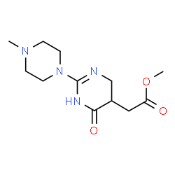 ChemSpider 2D Image | Methyl [2-(4-methyl-1-piperazinyl)-4-oxo-1,4,5,6-tetrahydro-5-pyrimidinyl]acetate | C12H20N4O3