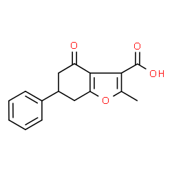ChemSpider 2D Image | 2-Methyl-4-oxo-6-phenyl-4,5,6,7-tetrahydro-1-benzofuran-3-carboxylic acid | C16H14O4
