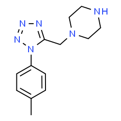 ChemSpider 2D Image | 1-{[1-(4-Methylphenyl)-1H-tetrazol-5-yl]methyl}piperazine | C13H18N6