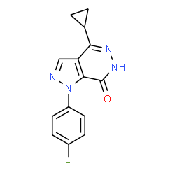 ChemSpider 2D Image | 4-Cyclopropyl-1-(4-fluorophenyl)-1,6-dihydro-7H-pyrazolo[3,4-d]pyridazin-7-one | C14H11FN4O