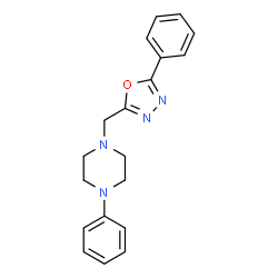 ChemSpider 2D Image | 1-Phenyl-4-[(5-phenyl-1,3,4-oxadiazol-2-yl)methyl]piperazine | C19H20N4O