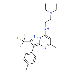 ChemSpider 2D Image | N,N-Diethyl-N'-[5-methyl-3-(4-methylphenyl)-2-(trifluoromethyl)pyrazolo[1,5-a]pyrimidin-7-yl]-1,2-ethanediamine | C21H26F3N5