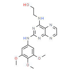 ChemSpider 2D Image | 2-({2-[(3,4,5-Trimethoxyphenyl)amino]-4-pteridinyl}amino)ethanol | C17H20N6O4
