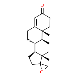 ChemSpider 2D Image | (8R,9S,10R,13S,14S)-10,13-Dimethyl-1,6,7,8,9,10,11,12,13,14,15,16-dodecahydrospiro[cyclopenta[a]phenanthrene-17,2'-oxiran]-3(2H)-one | C20H28O2