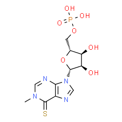 ChemSpider 2D Image | 1-Methyl-9-(5-O-phosphono-beta-D-ribofuranosyl)-1,9-dihydro-6H-purine-6-thione | C11H15N4O7PS