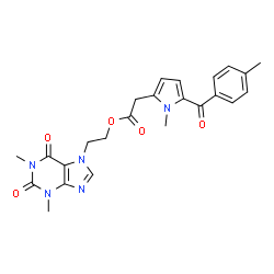 ChemSpider 2D Image | 2-(1,3-Dimethyl-2,6-dioxo-1,2,3,6-tetrahydro-7H-purin-7-yl)ethyl [1-methyl-5-(4-methylbenzoyl)-1H-pyrrol-2-yl]acetate | C24H25N5O5